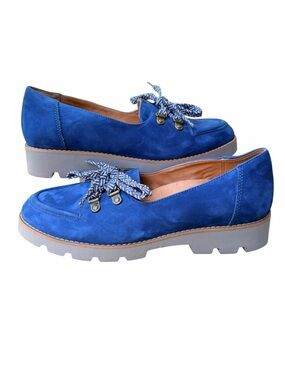 Vionic Teagan Woman’s Preppy Blue Suede Oxford Lace-Up Loafers Size 8